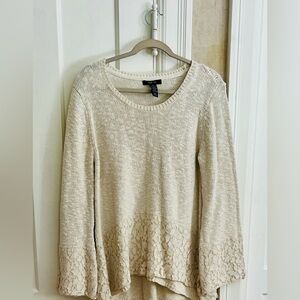 Style Inc Cream w silver thread Knit Sweater